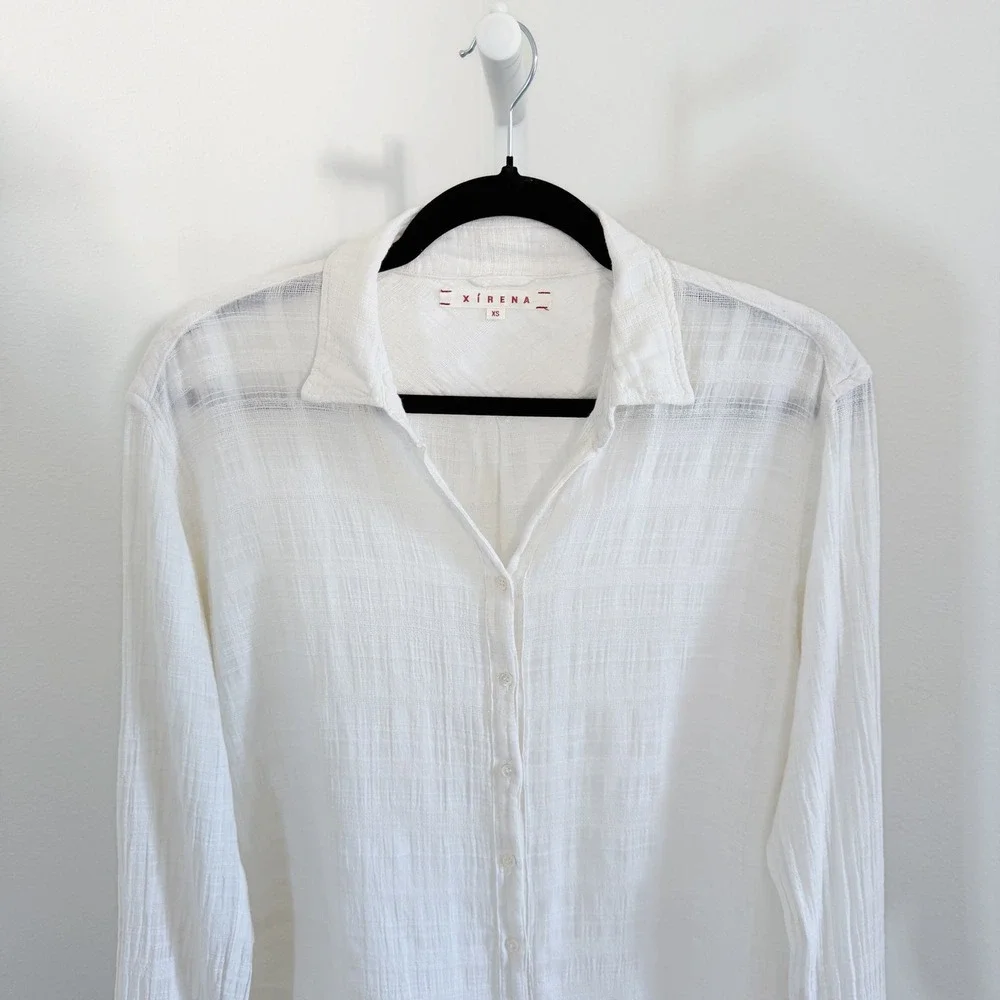Xirena $209 Button Up Top Size XS Gauze Cotton Minimalist Quiet Luxury
